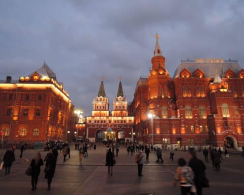 Ett torg i Moskva, Ryssland.