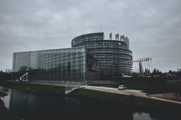 The building of the European Parliament in Strasbourg, France.