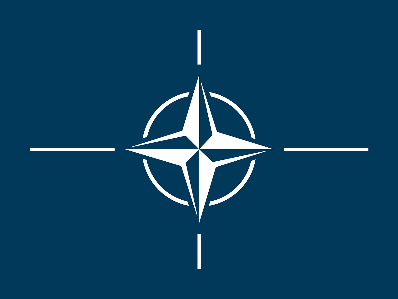 The flag of the North Atlantic Treaty Organisation, shortened NATO.