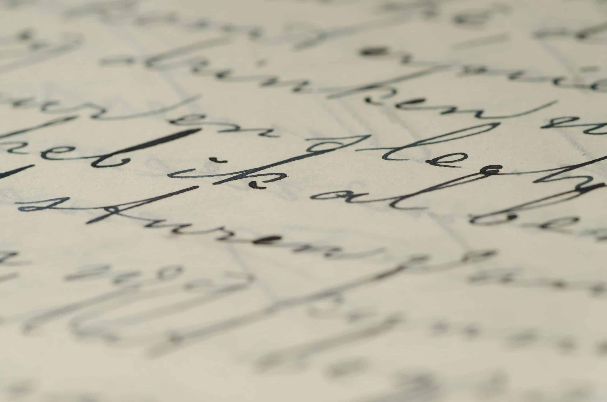 Hand-written words on paper.