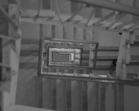 Staircases spiraling down.