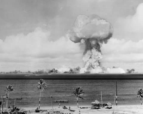 A nuclear explosion at sea.