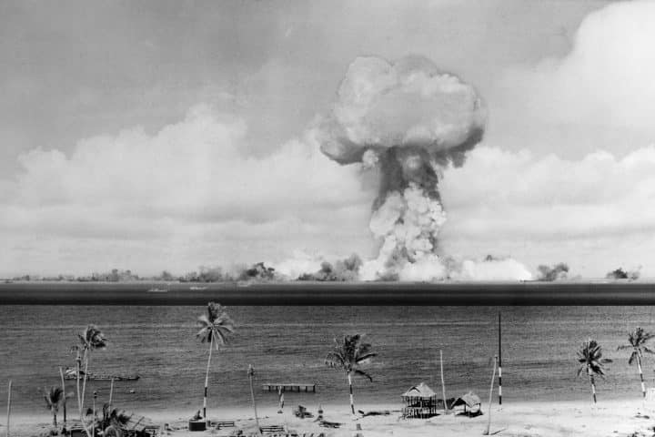 A nuclear explosion at sea.
