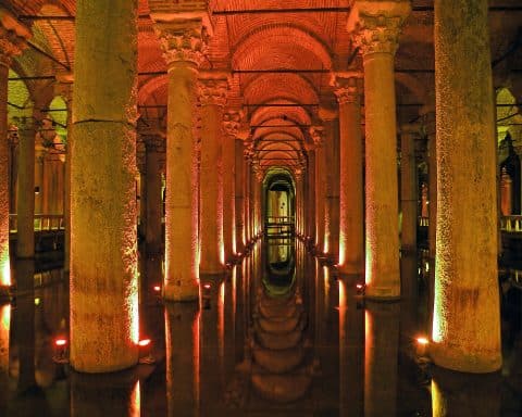 Basilica Cistern, in Istanbul, Turkey.