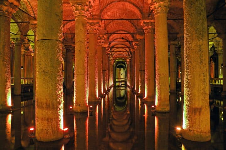 Basilica Cistern, in Istanbul, Turkey.